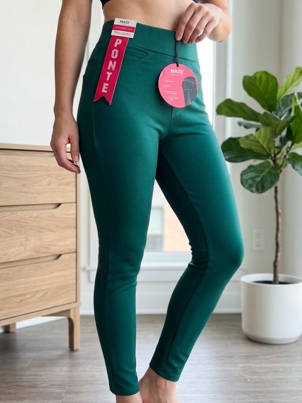 MAZE Collection Women's Skinny Jumpsuit Pants — Emerald